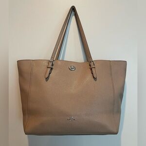 Coach Crossgrain Leather Turnlock Tote Gray Fog
